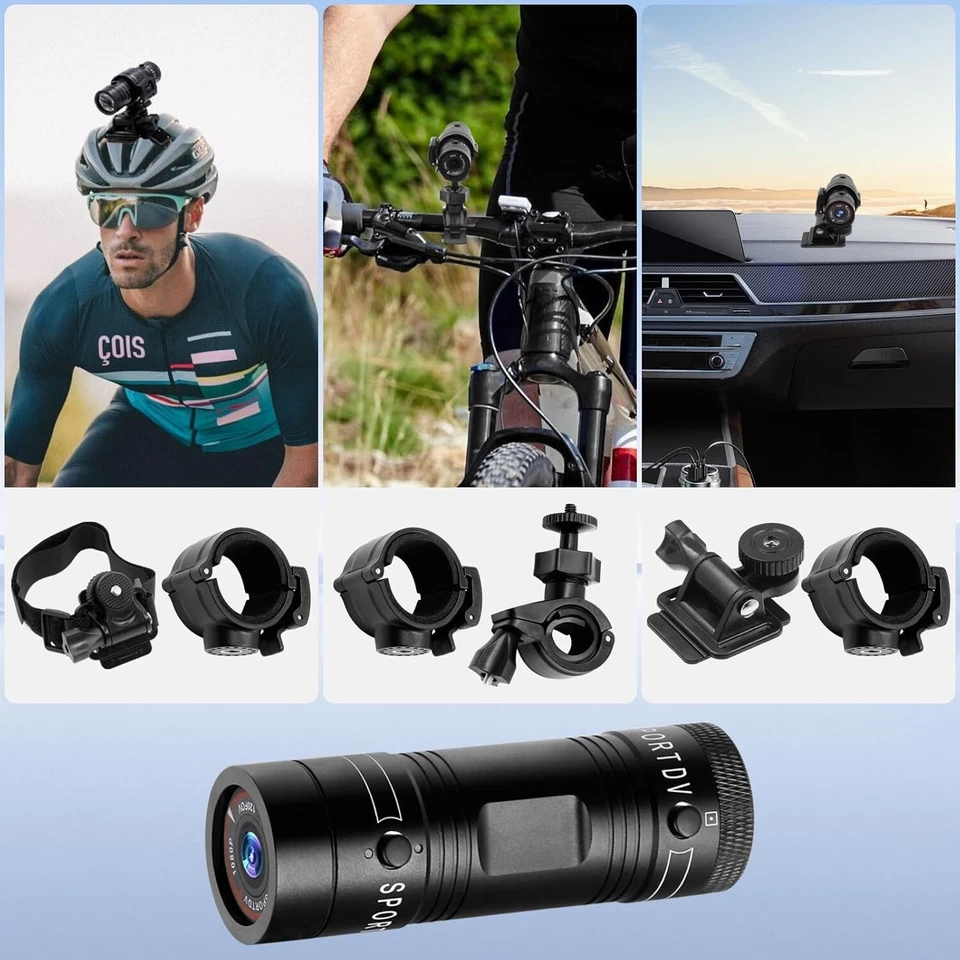 Mini Sportkamera 120°Weitwinkel Fahrrad Helmkamera HD 1080P Wasserdicht NEU - Bild 2 von 4