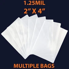 1.25Mil, 2" X 4" | LDPE Clear Flat Poly Bags, Flexible & Durable | Multiple Bags