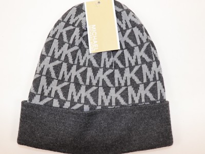 New Michael Kors: One Size Black & Gray Knitted Logo Beanie Michael Kors | Accessories | Michael Kors Colorblock Black  main image 4