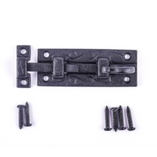 Black Slide Bolt Wrought Iron Door Latch Bolt Flush set of 2 Renovators Supply