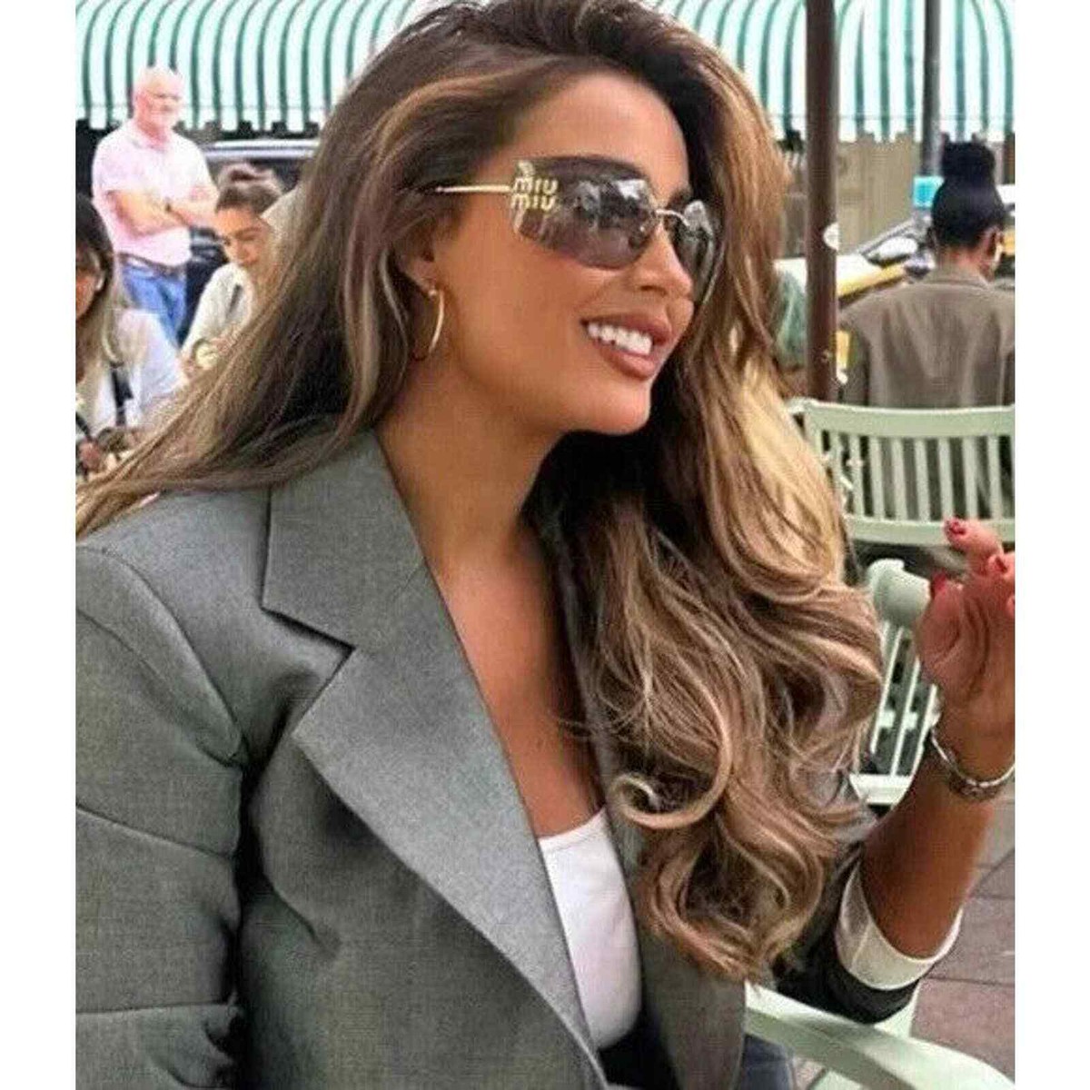 Miu Miu Sunglasses MU 54YS Gold Light Grey 5AK3/0B Logo Women