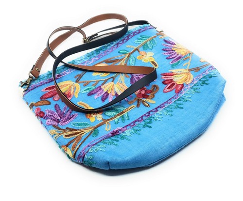 Embroidered Thai Cotton Crossbody Purse or Clutch Colorful Floral Patterns - Picture 6 of 34
