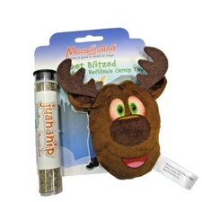 Meowijuana Get Blitzed Christmas Crackle Reindeer Refillable Toy with Catnip