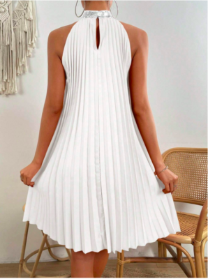 slim fit dress slacks Moon And Back Boucle Sequin Maxi Dress White