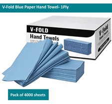 4000 Blue Paper Hand Towels V fold White tissues InterFold Premium Quality 2 Ply
