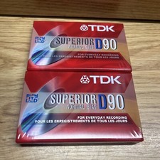 2 Factory Sealed TDK Superior D90 Blank Cassette Tapes Normal Bias - NEW Sealed