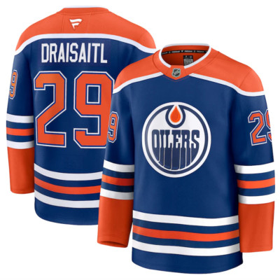 Men's Edmonton Oilers Fanatics Royal Home Premium Jersey Leon Draisaitl Hockey