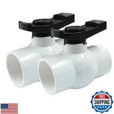 Dijedev 2 inch PVC Ball Valve, 2Pcs Shut Off Valve with Easy to Rotate Slip, 
