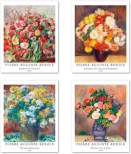 Berkin Arts Wall Art Unframed Giclee Art Paper Set of 4, 8x10 inch Flower Art