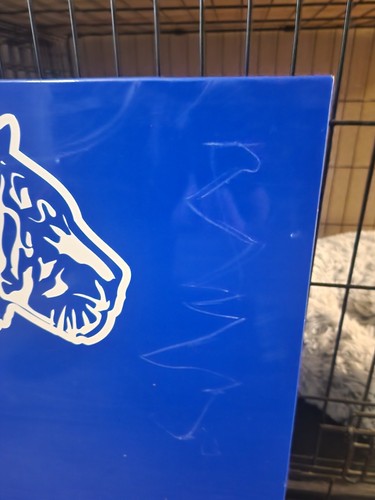Letrero Tiger vintage Exxon gasolina y aceite metal azul 42"x20"x3" puerta independiente - Imagen 6 de 8
