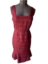 Tory Burch Size 6 Drew Dark Plum Multicolor Sleeveless Tweed Dress New $375