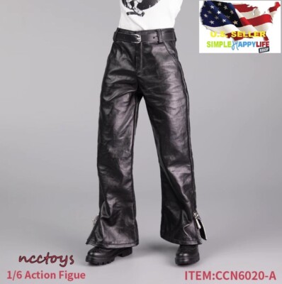 1/6 scale Flared Zipper Leather Pants for 12'' male figure hot toys worldbox USA 