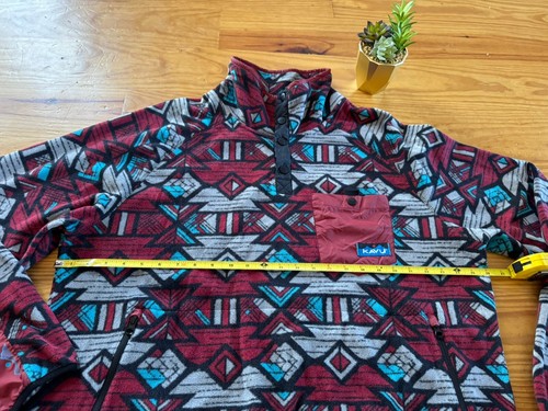 Kavu Tennaway 1/4 Snap Pullover Jacket Men’s XXL Red Fleece Sweater Aztec - Picture 5 of 8