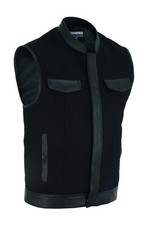 Men's Leather Denim Biker Clubstyle Motocycle Vests - Sleeveless Riding Vest
