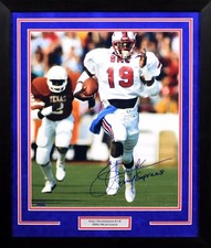ERIC DICKERSON SIGNED SMU MUSTANGS 16x20 FRAMED PHOTO W/ PONY EXPRESS