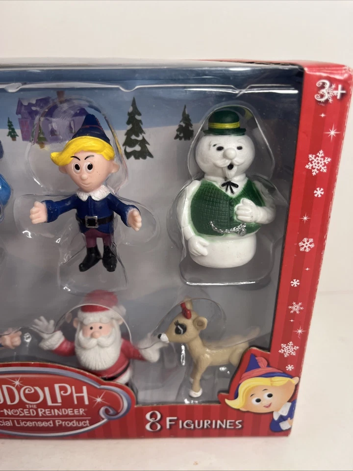 Juego de 8 figuras de Rudolph el reno nariz roja juguetes inadaptados personajes Foto 3 de 4