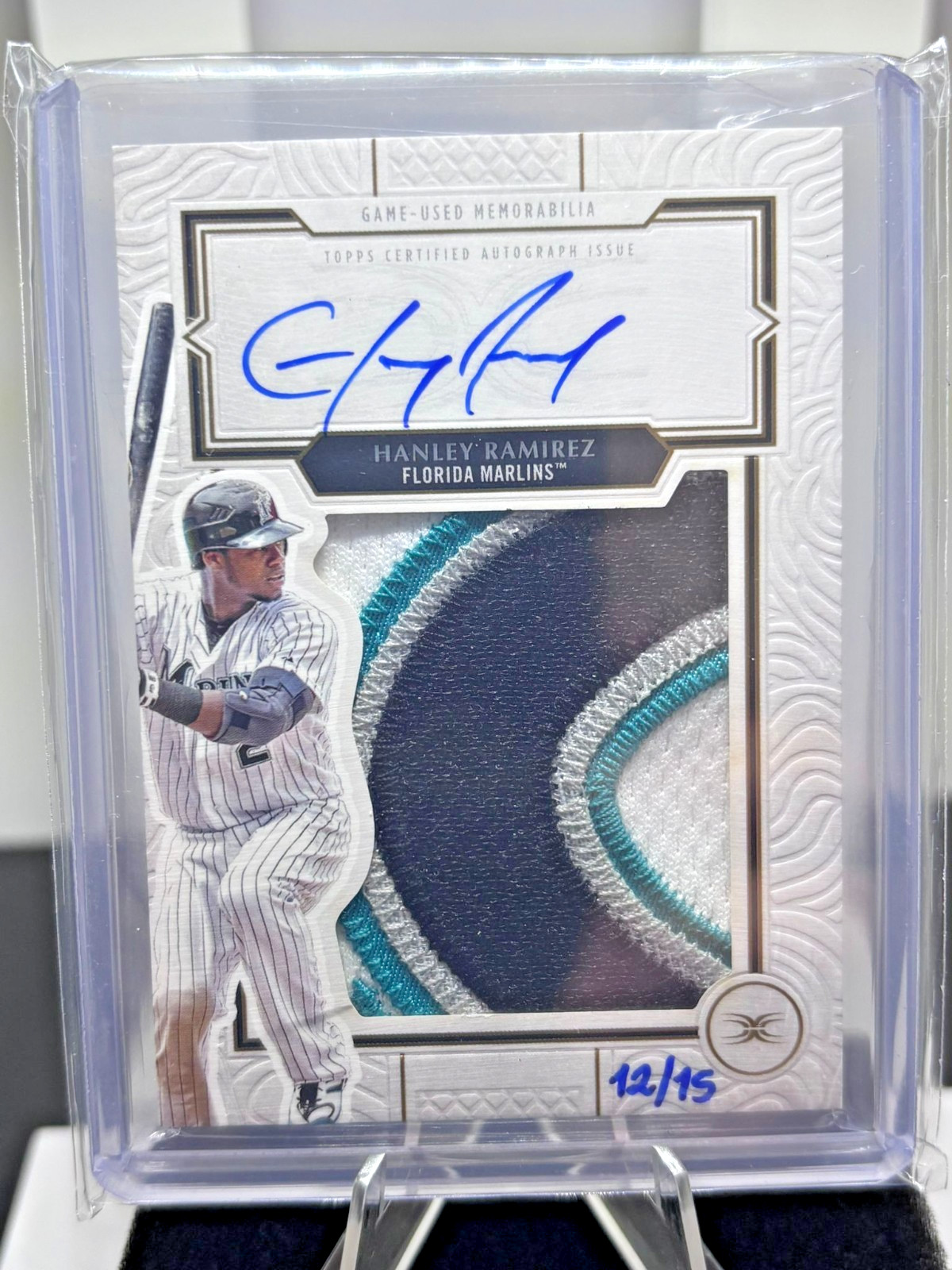2025 Topps Definitive Hanley Ramirez Game Used Ultra Patch Auto #/15 view 1