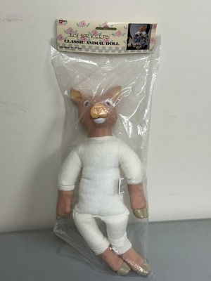 Just for Keeps VTG Classic Animal Doll Pig 14'' Plush Body Molded Features Craft