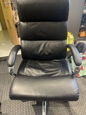 Executive Office Chair Black Leather Swivel Height Adjustable Ergonomic Seat