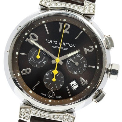 LOUIS VUITTON Tambour Q112G Chronograph rug diamond AT Men's Watch_916768