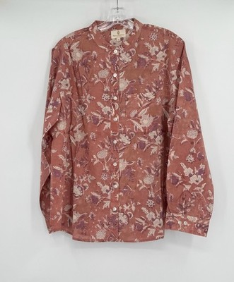 Perry Walker Collective Pink Floral Long Sleeve Celia Blouse Top Sz 3/L