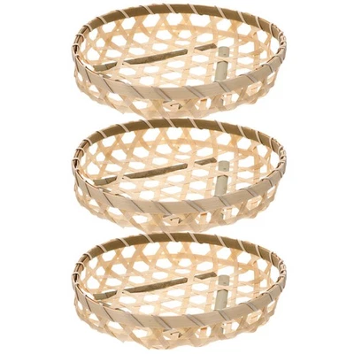 3pcs bambou panier d'oeufs de stockage panier de stockage de paniers de fruits - Photo 1/4