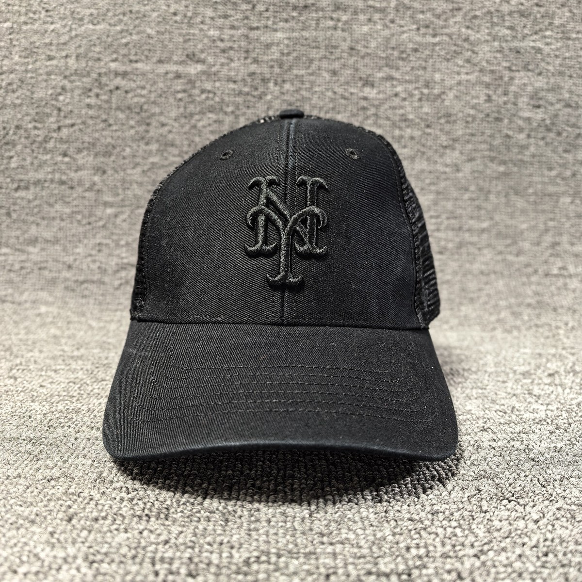 '47 Brand New York Mets MLB Black Trucker Snapback Hat Tonal Logo