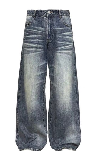 JCAESAR Washed Denim Pants Vintage Style Unisex Sizes XS-XL