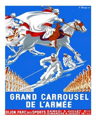Vintage Grand Carrousel De L'Arm�e Wandkunst Milit�rszene Wandkunst