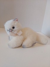 Vtg Russ Berrie Kitten Plush Cat Stuffed Animal 9" Green Eyes Pink Bow Rare