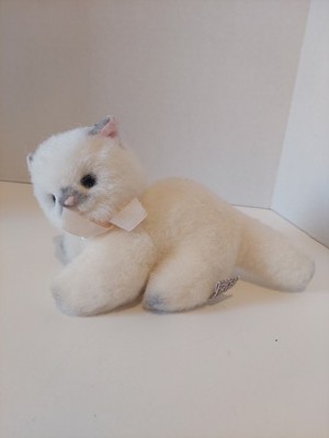 Vtg Russ Yomiko Kitten Plush Cat Stuffed Animal 9'' Green Eyes Pink Bow Rare
