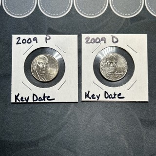 2009 P & D JEFFERSON NICKEL SET From Original Bank Wrapped Rolls