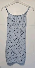 BOOHOO PALE BLUE CAMI SLEEVE SHORT DITSY FLORAL RIBBED MINI SUN DRESS 10