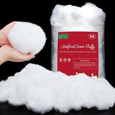 QZYL 1LB Fluffy Fake Snow, Cotton White Christmas Decorations, Vacuum-Packed