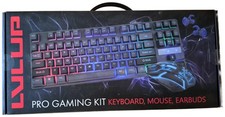 LVLUP Pro Gaming Kit with keyboard, mouse, and earbuds