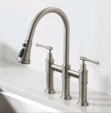 KRAUS Allyn Bridge Kitchen Faucet with Sprayhead in Spot Free Stainless Steel