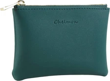 Vegan Leather Coin Purse Pouch Change Purse with Zipper for Men Women