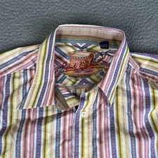 Robert Graham Shirt Mens 2XL Purple Pink Striped Paisley Button Up Classic Fit
