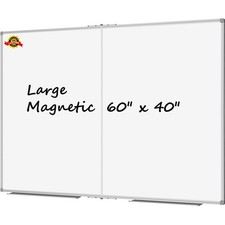 Lockways Large Magnetic 60" x 40" Dry Erase Board, Foldable Wall Mounted White
