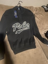 Polo Ralph Lauren Quarter Zip Sweater Mens M Black NWT Graphic Pullover Knit