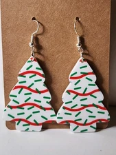 little debbie Inspired Christmas Tree Snack Cake Earrings NEW