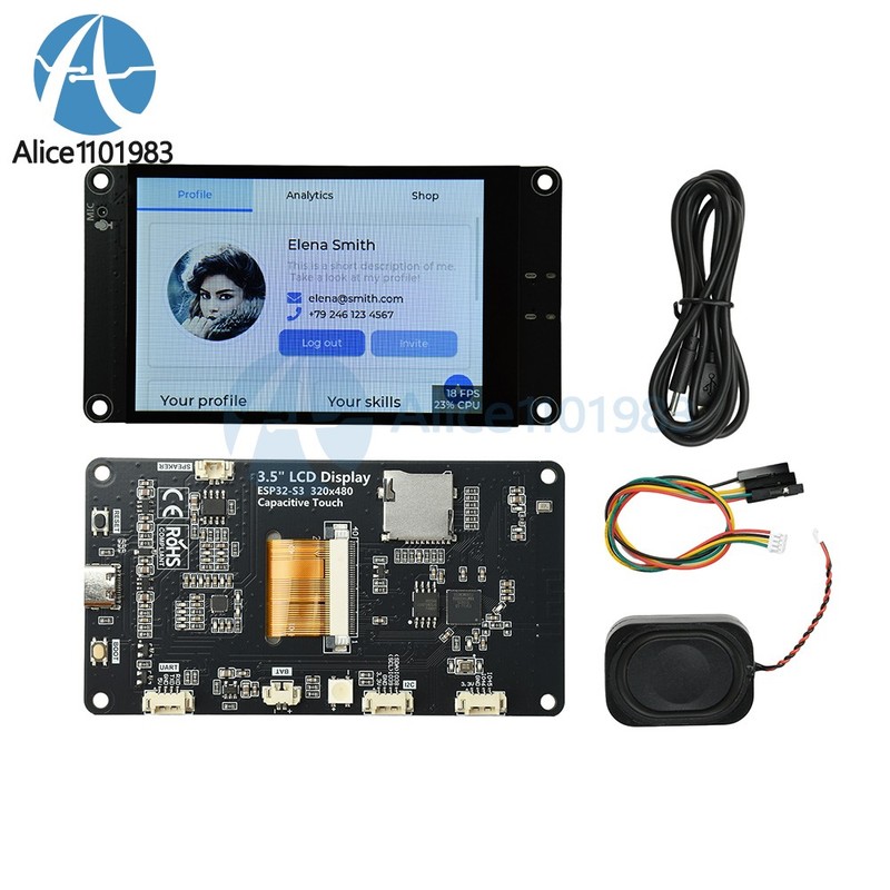 ESP32-S3 3.5" WiFi Bluetooth Dev Board 320*480 Touch Screen supports Xiaozhi AI