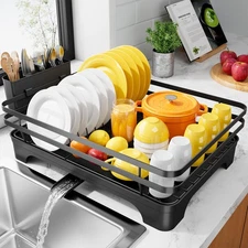 Dish Drying Rack - Multi-Functional Dish Rack for Kitchen Counter with Cutler...