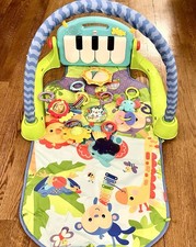 Fisher-Price Deluxe Kick Play Piano Gym Activity Mat w Mirror 6 Hanging Toys