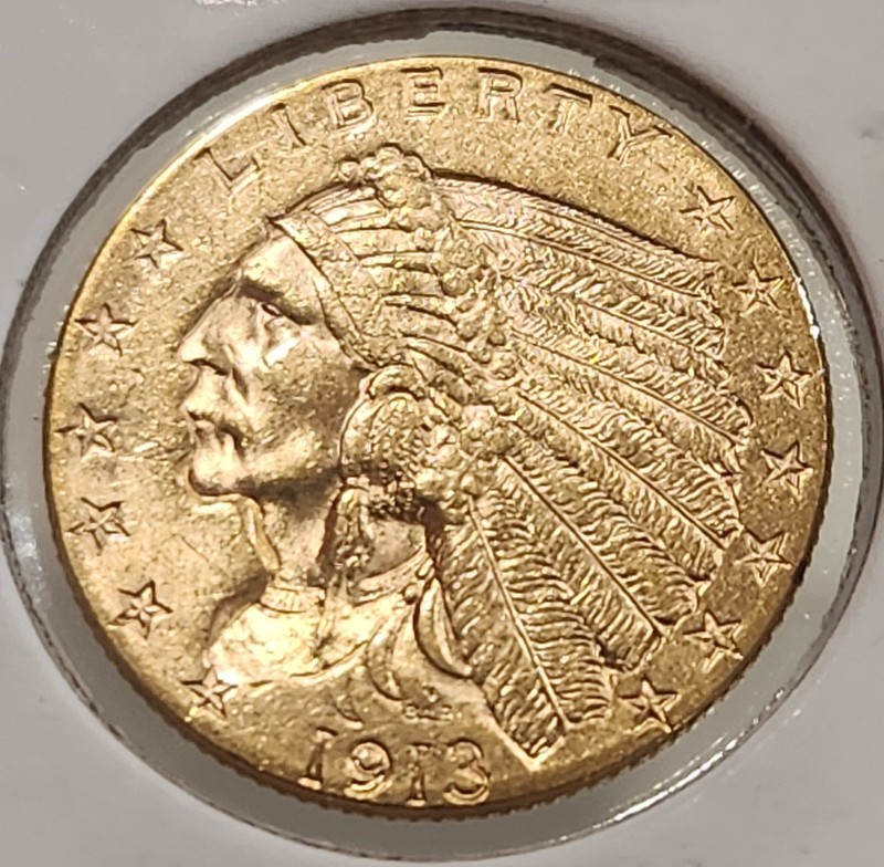 1913 $2.50 Indian Head Quarter Eagle BU Gold Coin