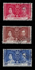 ANTIGUA. SG95-97. CORONATION OF KING GEORGE VIth. FINE USED.