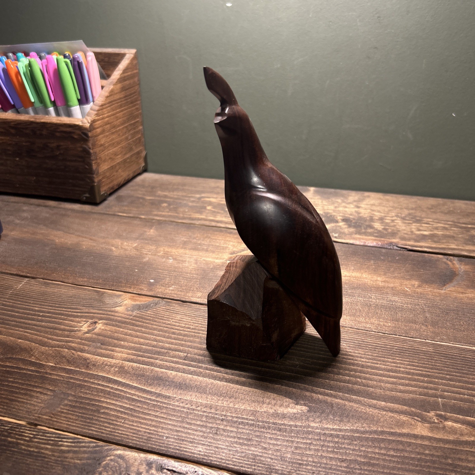 Vintage Hand Carved Ironwood Quail Bird Sculpture Statue Figure