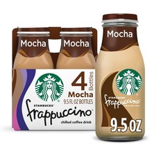 Starbucks Frappuccino Mocha Iced Coffee, 9.5 oz, 4 Pack Bottles.