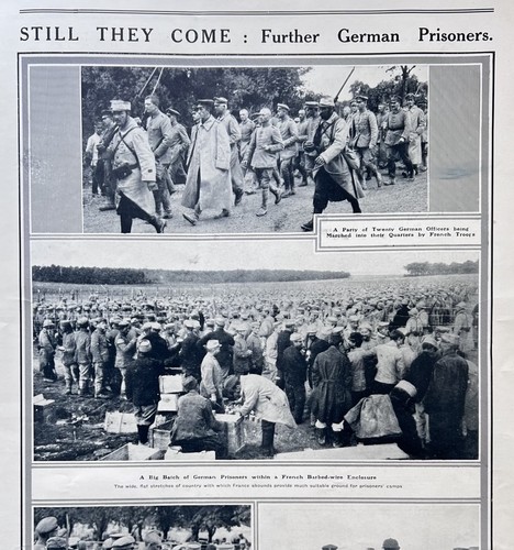 Antique 1915 WW1 Events Original Clipping Pg Photos German Prisoners 29x41cm EMF