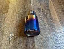 Universal Car Exhaust Tip Blue Burnt Stainless Steel Muffler Tail Pipe Clamp-on